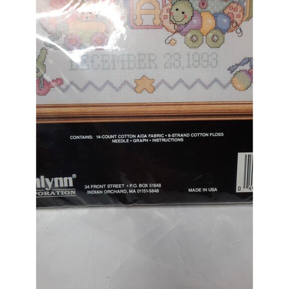 Vtg Janlynn Counted Cross Stitch Kit Cuddly Kittens Birth Announcement 14x11 - Picture 4 of 6